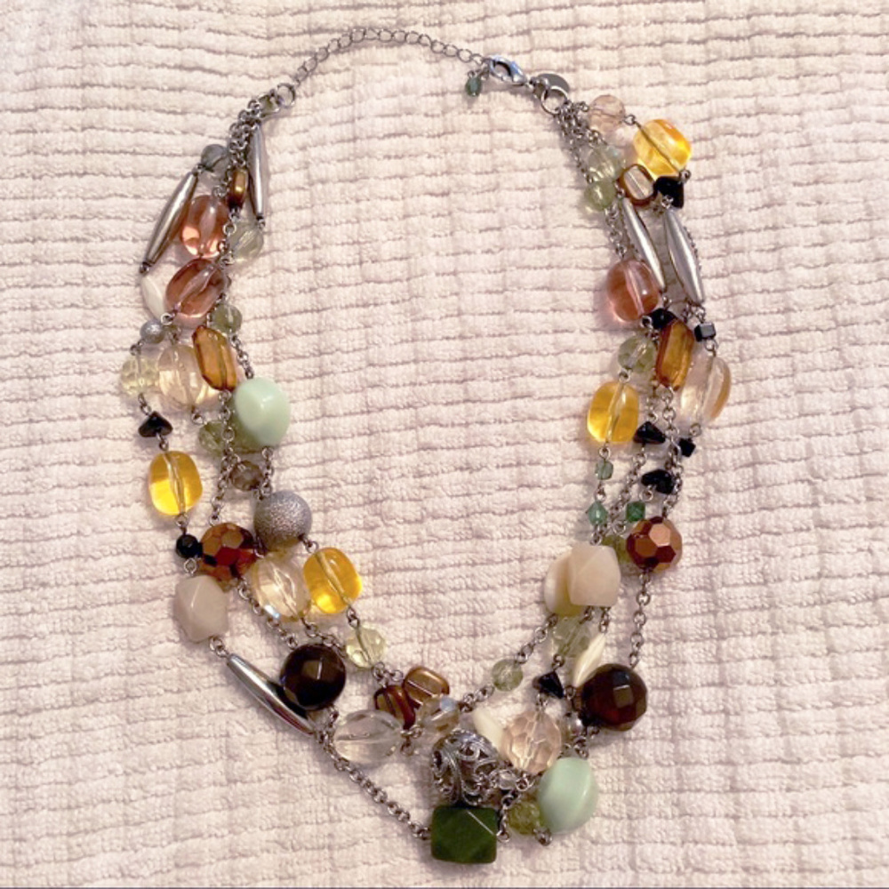 Lia Sophia Multi Strand, Mult-color, Bead Necklace